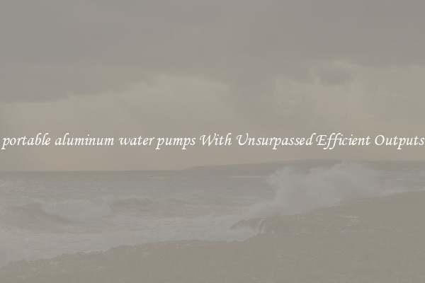 portable aluminum water pumps With Unsurpassed Efficient Outputs
