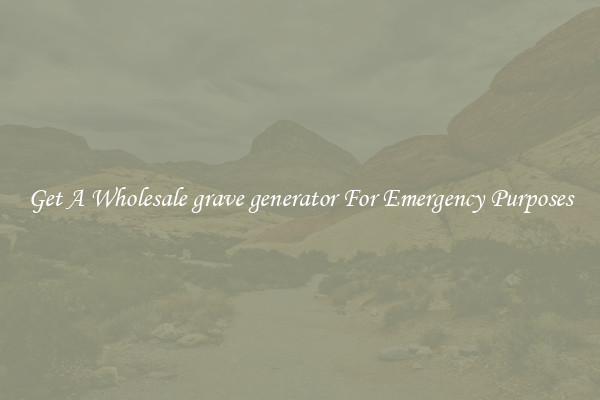 Get A Wholesale grave generator For Emergency Purposes